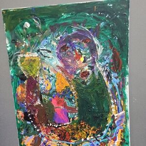 Abstract Green and Purple Canvas Art